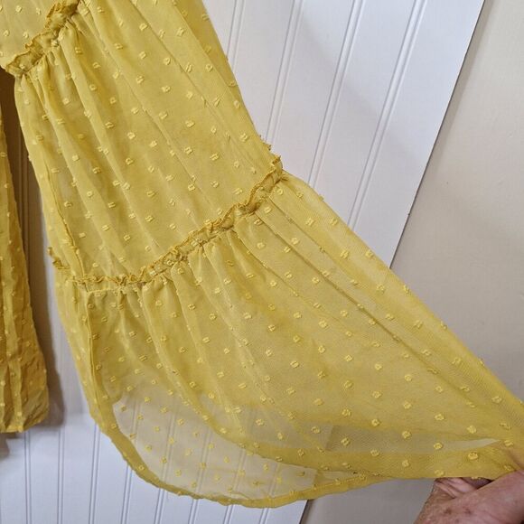 L & B Lucky & Blessed Off Shoulder Sleeve Top 3X Gold‎ Swiss Dot Fairy Core Boho - Picture 5 of 14